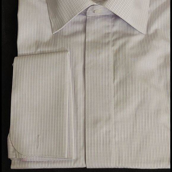 MEN'S CARRELI WHITE, SILVER, MAUVE SQUARE DRESS SH - Picture 4 of 4